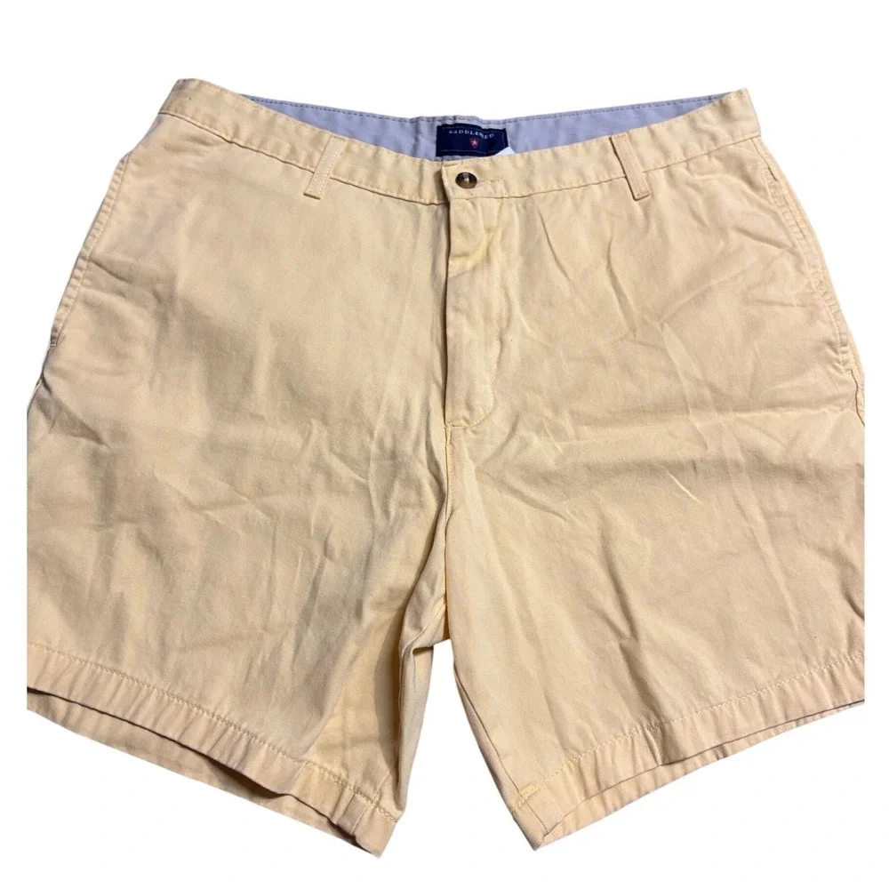Saddlebred Mens Chino Shorts Light Yellow Cotton Twill Size 36W Style 05653
